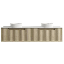 Lilinoe 1800mm Natural Oak Wall Hung Double Vanity with Stone Countertop